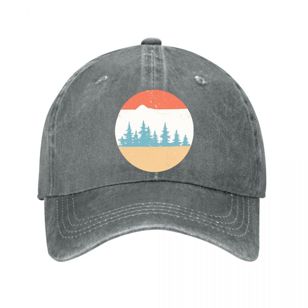 Vintage Scenic Pine Mountain Sticker Washed Baseball Cap Outdoor For Womens Unisex FeUnisex