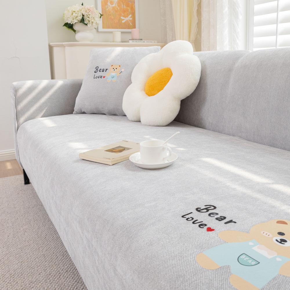 Tecknad Chenille Sofföverdrag Säsong Elastiskt Allomfattande Fyra Säsonger Universellt Halkfritt Soffsittdynor Repskyddande