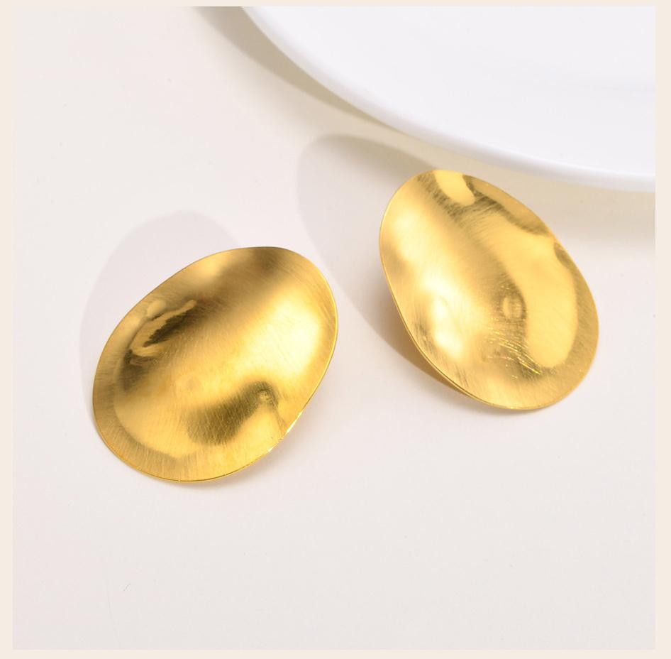 Matt Large Stainless Steel Stud Earring for Women, Pairs Chic Oval Irregular Ear Jewely