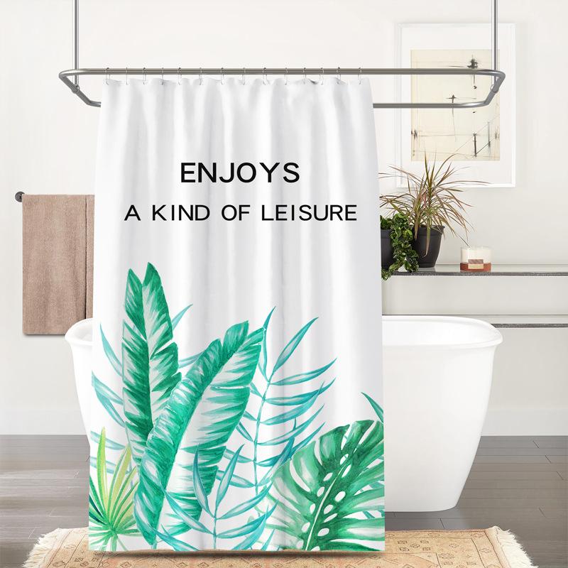 Bathroom Thickened Waterproof Curtain Mildew Proof Shower Curtain Shower Partition Curtain Shower Curtain Bathroom Curtain Free Perforation