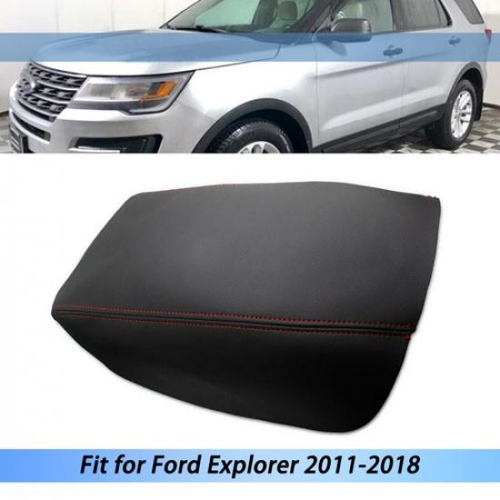 For Ford Explorer 2011-2018 Black Micro Leather Center Console Lid Armrest Cover