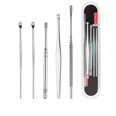 Ohrwachsentferner Werkzeugset Edelstahl Ohrreinigungs-Werkzeugset mit Bürste Material Reinigungsbürste 5-teiliges Set