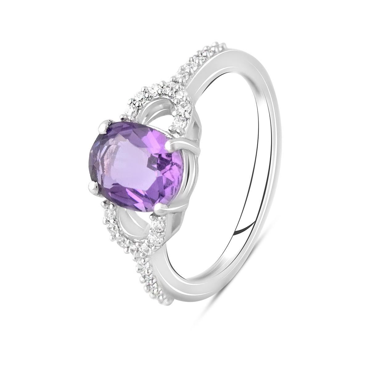 

Срібна каблучка з натуральним аметистом 1.7ct (2107477) 2.73 гр. 925 проби 18.5 аметист