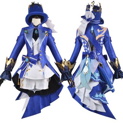 Anime Game   Focalors Cosplay Furina Hoed Pruik Haar Volledige Set Outfit Carnaval Dames Outfit Jurk Halloween Kostuum