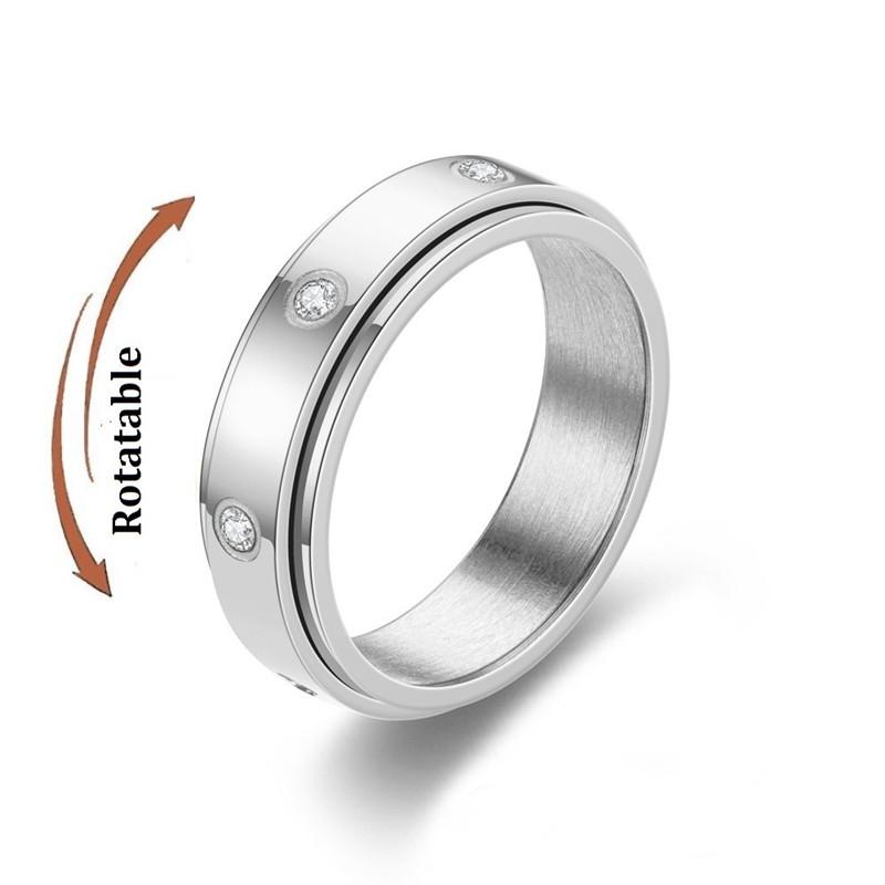 Copper Color Spinning Anxiety Rings for Men Women Star Moon Relaxing Ring 2025 Stainless Steel Anti Stress Rings Knuckle Zircon