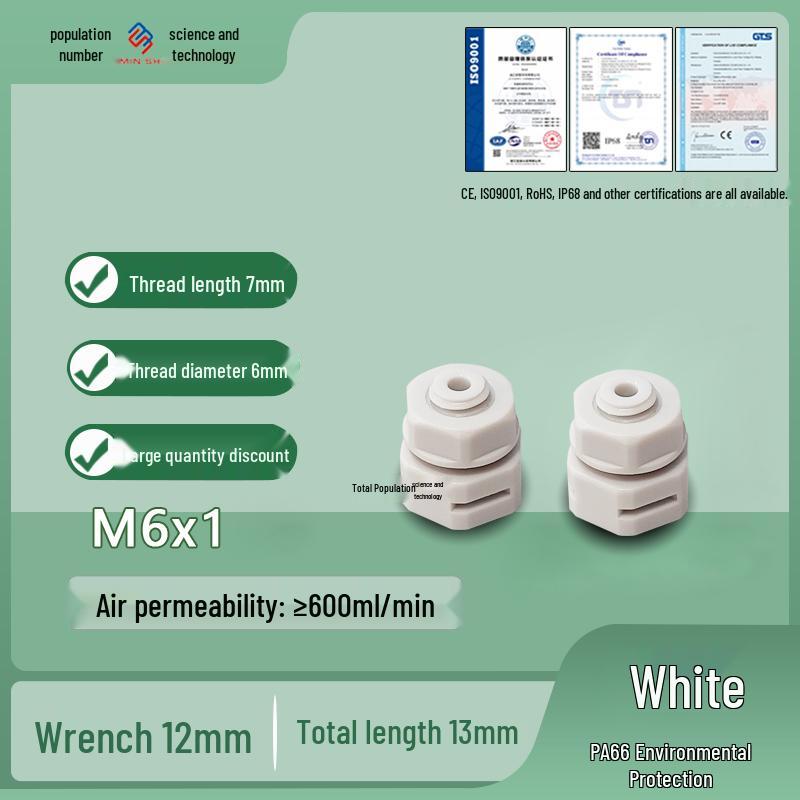 M12 Waterproof Breathable Nylon Automatic Vent and Pressure Relief Valve for Fermentation