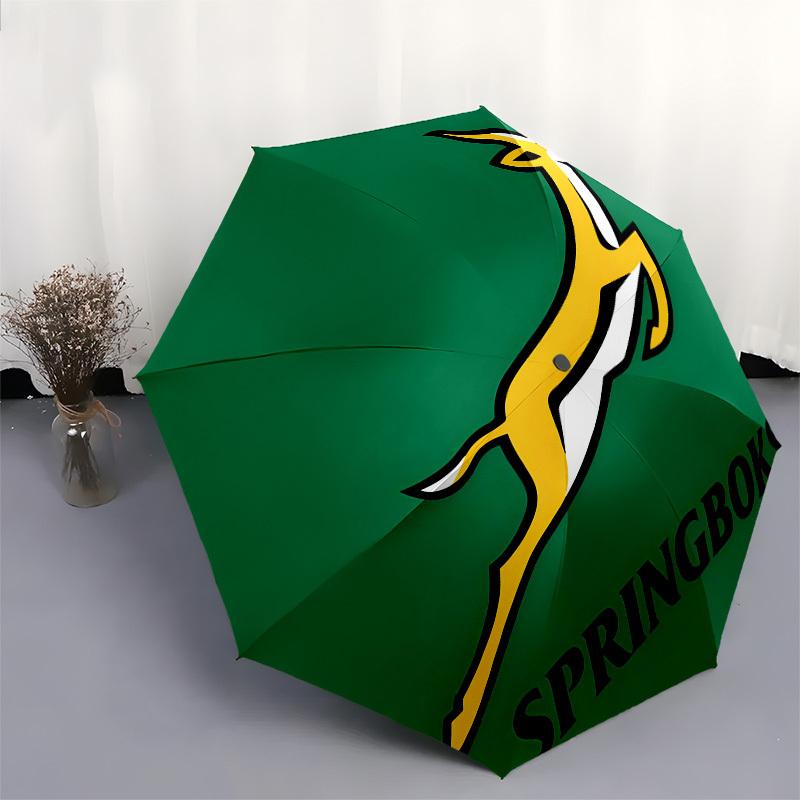 Springboks, Rugby Automatisches Öffnen und Schließen, 8-Rippen-Struktur Tragbarer Regenschirm, Geeignet für Männer und Frauen in allen Jahreszeiten, Perfektes Geschenk
