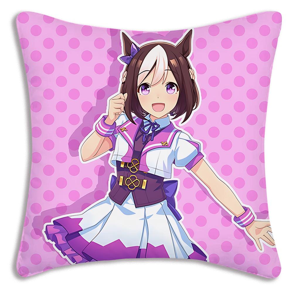 Anime Uma M-Musume Pretty Derby Pillow Covers Cartoon Sofa Decorative Home Double-sided Printing Short Plush Cute Cushion Cover