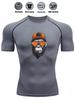 Men's Slim Fit Compression Shirt Quick Dry Breathable Gym Running Funny Animal Print Activewear