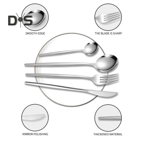 24 ks Sada nádobí z nerezové oceli Sada zrcadlového leštěného příboru pro domácí restauraci Vidličky Sada kráječů lžiček pro každodenní použití