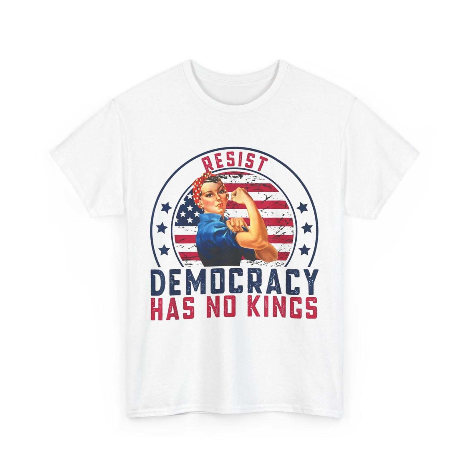 Resist Democracy Has No Kings Shirt, American Flag Patriotic T-Shirt Mens Womens Tees Top S