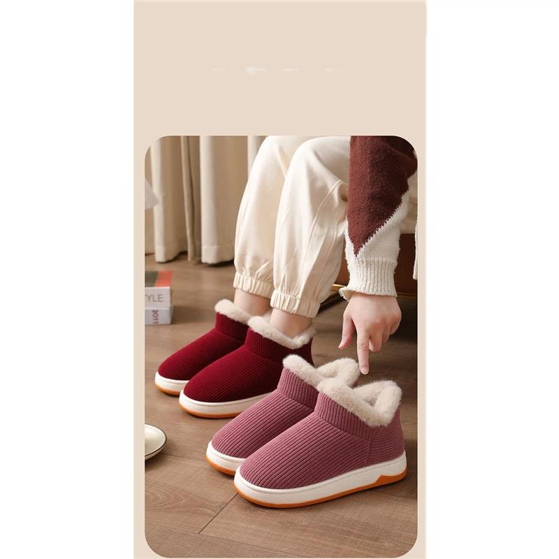 Winter Indoor And Outdoor Plush Thick Anti Slip Warm Cotton Shoes Rubber Shoes