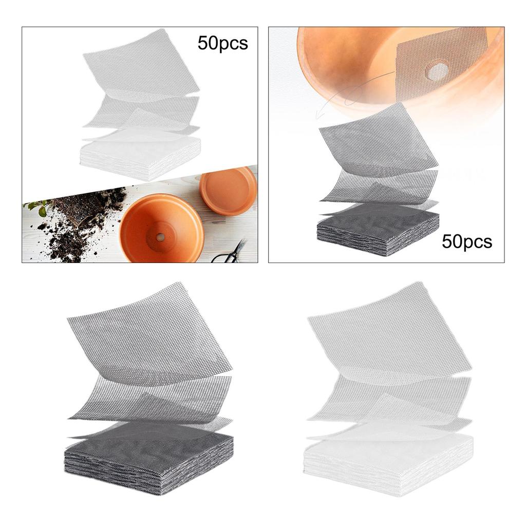 50x Flower Pot Hole Mesh Pad, Bonsai Bottom Grid Mat ,Gardening Gifts, Mesh Screen for Garden Outdoor Potted Plants Gardeners