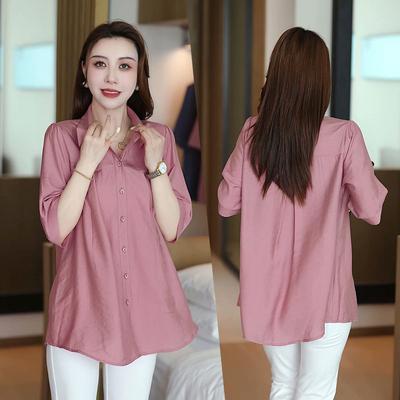 Summer Young Women Blouse Loose Fit Plus Size Tunic Top Maternity Outfit Slimming Casual Shirt