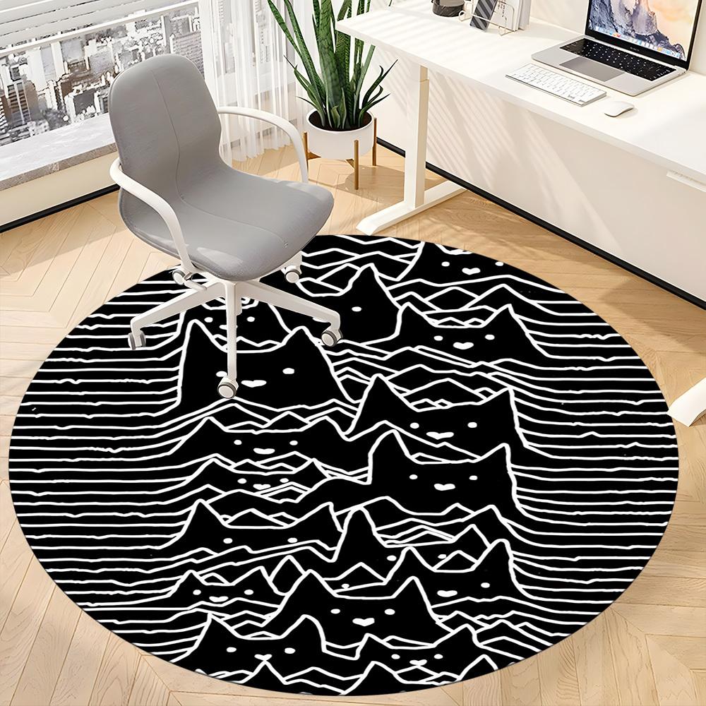 1pc Cat Mountain Office Round Area Rug, Indoor Mat Suitable For Office, Under Office Chairs Bedroom Living Room Home Decor, Room Deco