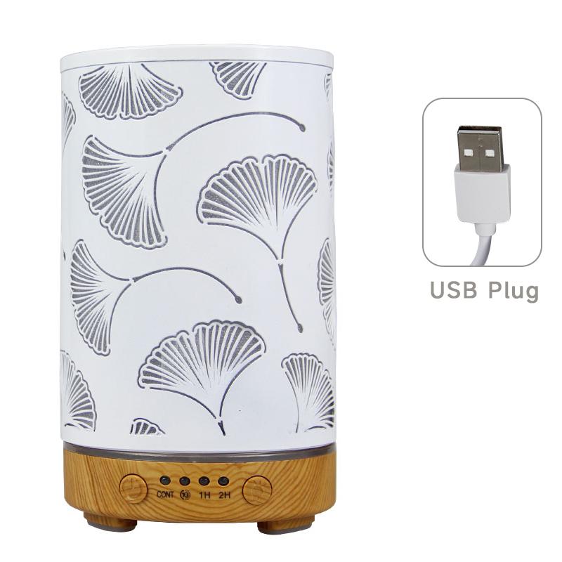 Desktop Decorative Light Ginkgo Leaf Atmosphere Night Light Timed Aroma Diffuser Ultrasonic Air Humidifier with Auto Shut-off