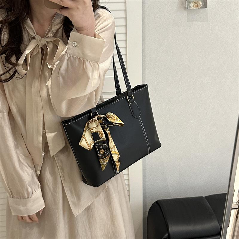 Niche Casual Tote Bag Simple Ins Solid Color Large-capacity Bag Women's Bag New Trendy Shoulder Bag Portable School Bag