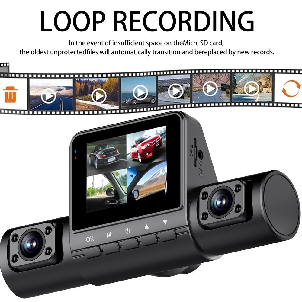 New 2.0-inch Car Quad-record HD Night Vision Tachograph Car 4 Lens Car Front and Rear Left and Right Simultaneously Recording Wi
