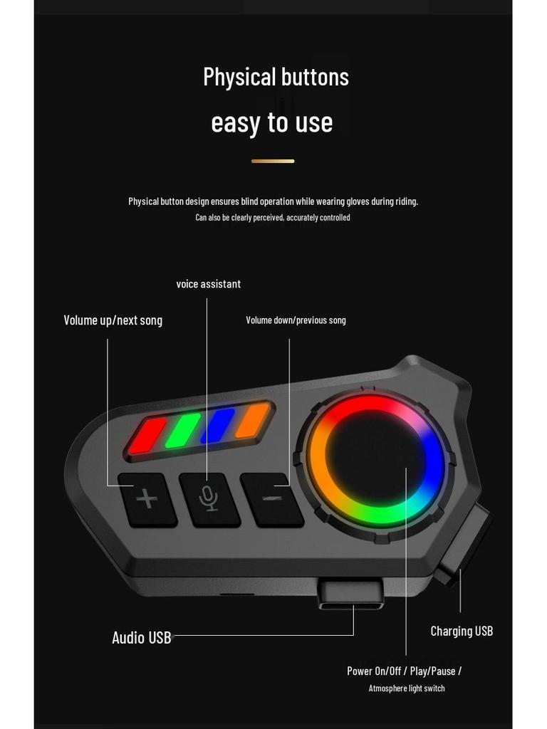 K06A Motorcycle Bluetooth Helmet Headset: Music, Waterproof, Long Battery, Wired Options