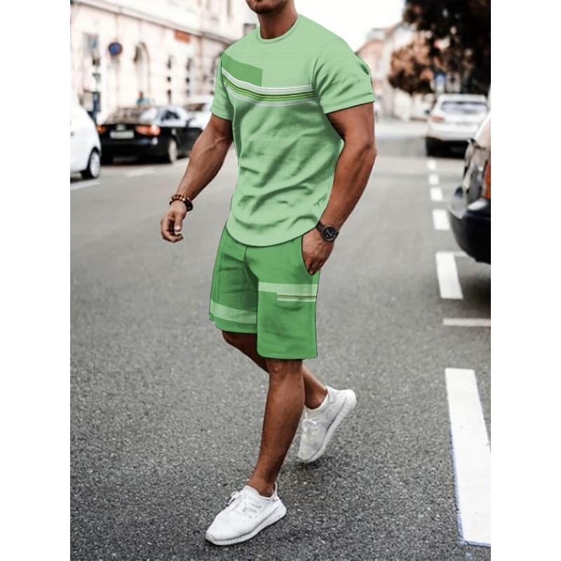 Leisure Sports Set Breathable Outdoor Leisure Men's T-shirt Shorts Set Summer 3D Printing Set Male Adult