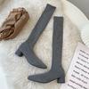 French Internet Celebrity Pointed High Heel Thin Boots Women 2025 New Autumn and Winter Elastic Tube Thick Heel Knee Socks Boots Boots