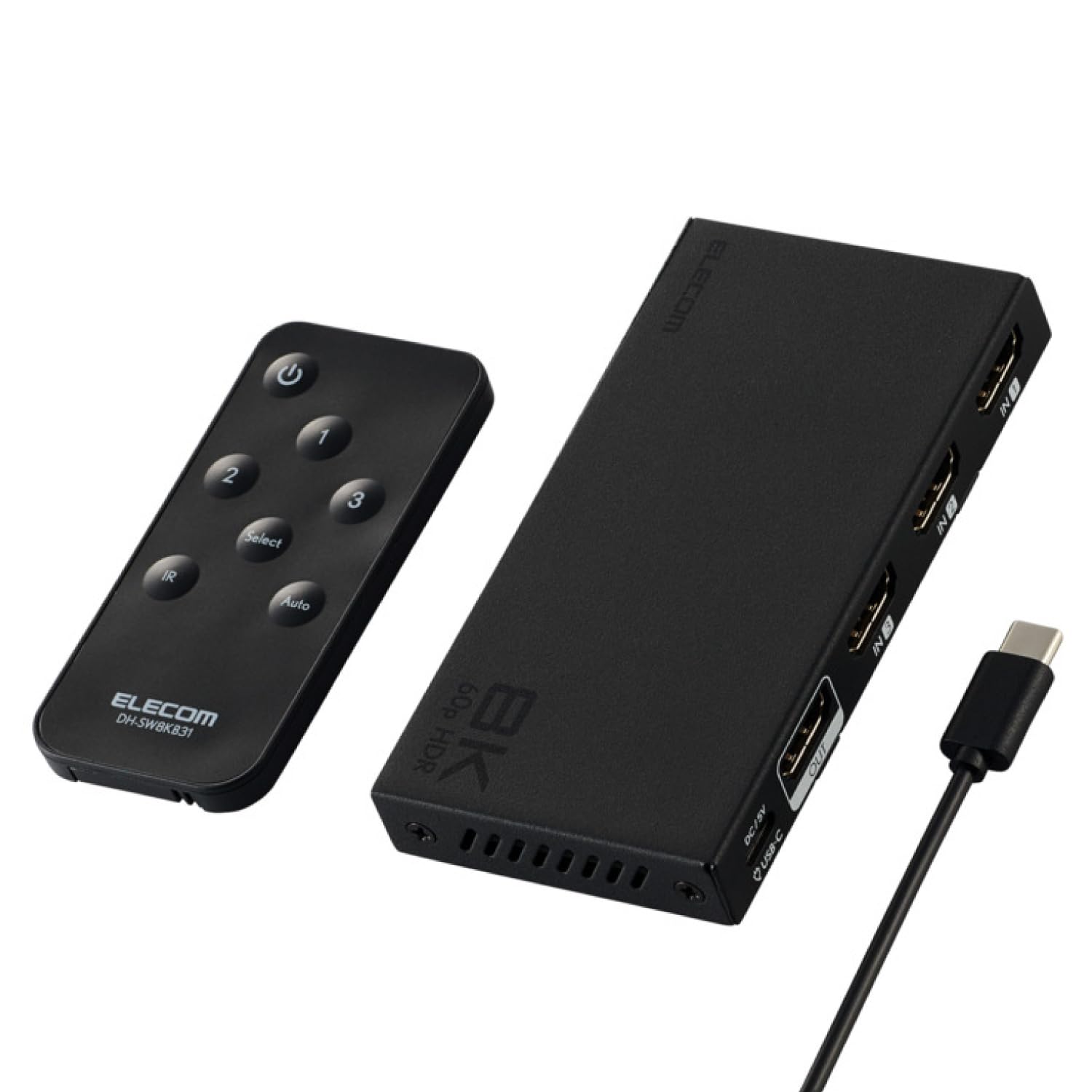 

ELECOM HDMI Switcher 8K 60Hz 3 Inputs 1 Output with Remote Control Switching TV Stick and Others [Auto/Manual Available] PS5/4/Nintendo Switch/Fire чёрный