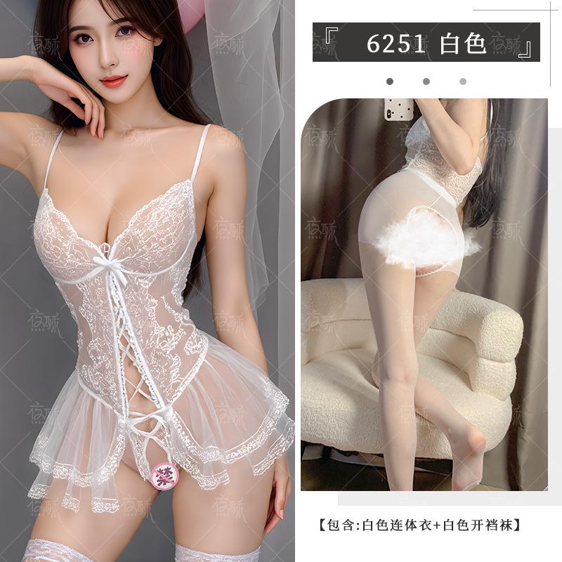 Zimei erotic underwear women's lace nightdress sexy open crotch suspender pure desire hot passion free suit