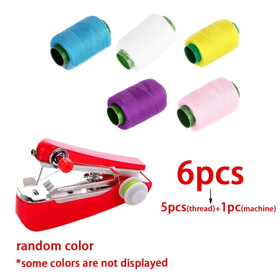 

6/11pcs Mini Handheld Sewing Machine with Sewing Thread Kit Portable DIY Tools for Household Clothes Thin Fabric XJM