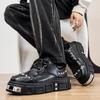 Fashion Men Platform Derby Shoes British Style Casual Genuine Leather Shoes Personalized Rivet Design Fashion Thick Sole Footwear 39-44