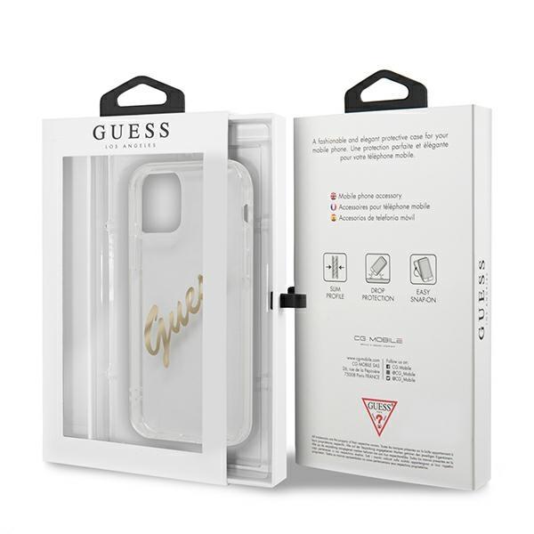 Guess Guhcp12Lktrsvgo Iphone 12 Pro Max 6,7 Transparent Hardcase Vintage Script Gold