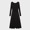 2024 Women's French Square Neck Long Sleeve A-Line Dress - Spring/Autumn Waist-Slimming Maxi