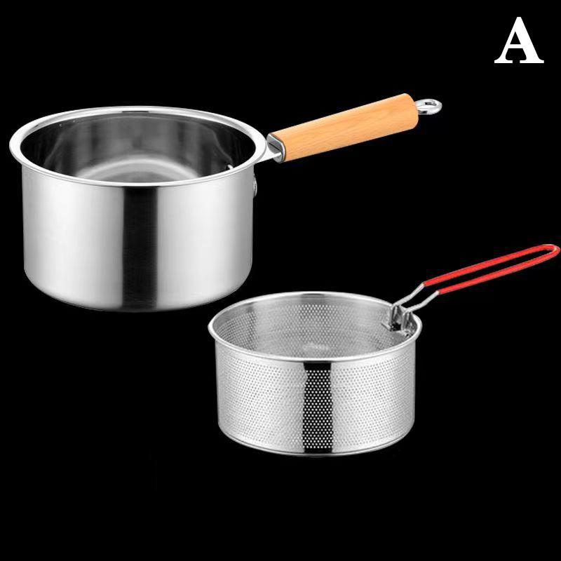 Stainless Steel Deep Frying Pot Tempura Fries Fryer With Strainer Chicken Fried Pan Kitchen Cooking Tool Fritadeira Oil Filter