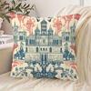 1pc Pillowcase, Royal Castle And Floral Pattern, 45Cm X 45Cm, Soft And Smooth Texture Polyester Short Plush Fabric, Single-Sided Printed Pattern, Perf
