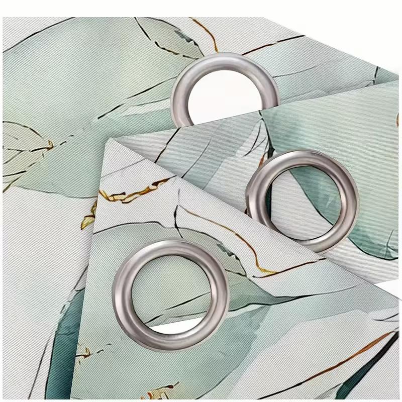 2 Pcs Green Leaves Print Curtains  Suitable for Bedroom  Living Room Kitchen Decoration  Home Decoration  Window Decoration