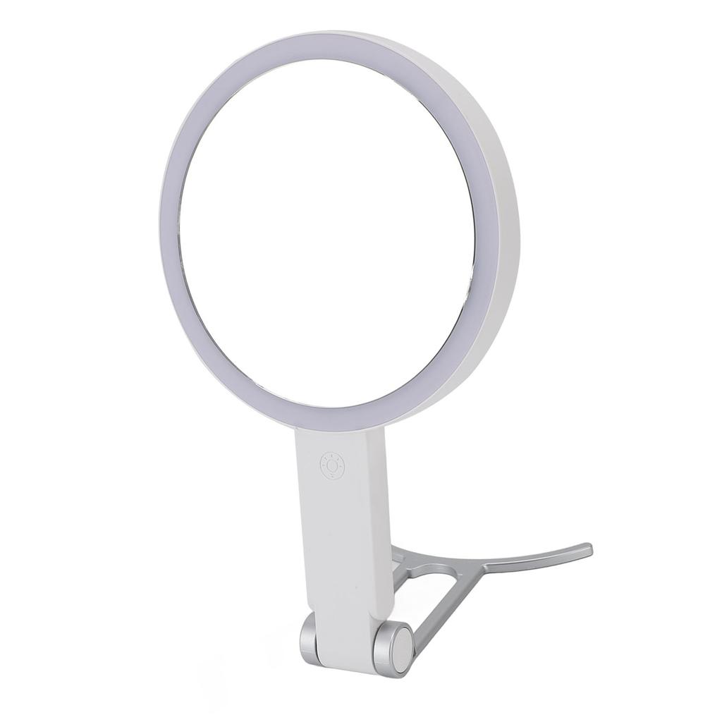 LED Makeup Mirror Dimmable Lights 1X/10X Magnifying Portable Travel Vanity Mirror White C Shape Hand
