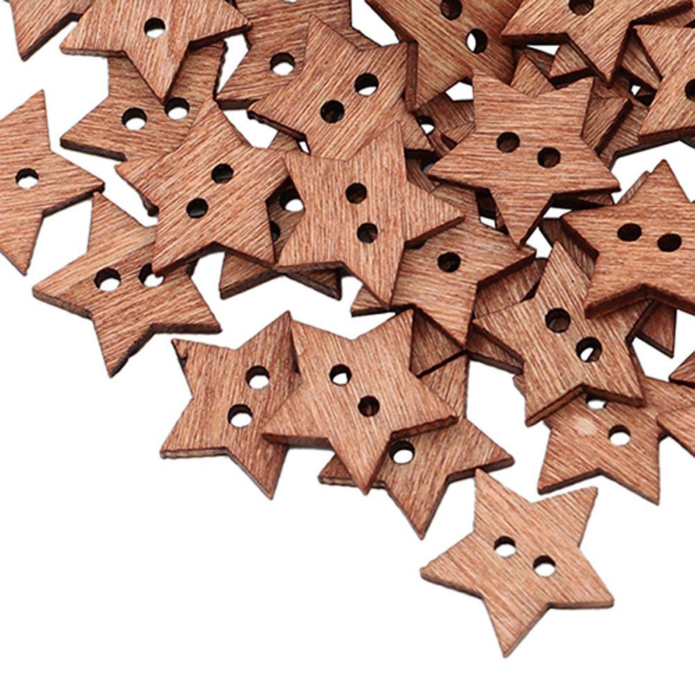 

100PCS DIY Sewing Scrapbook 2 Holes Wooden Star Shape Buttons