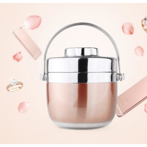 1.2L Stainless Steel Food Lunch Box, 8-Hour Vacuum Insulated, Double-Layered Lunch Box, Soup Jar (1.5L, Rose Red)