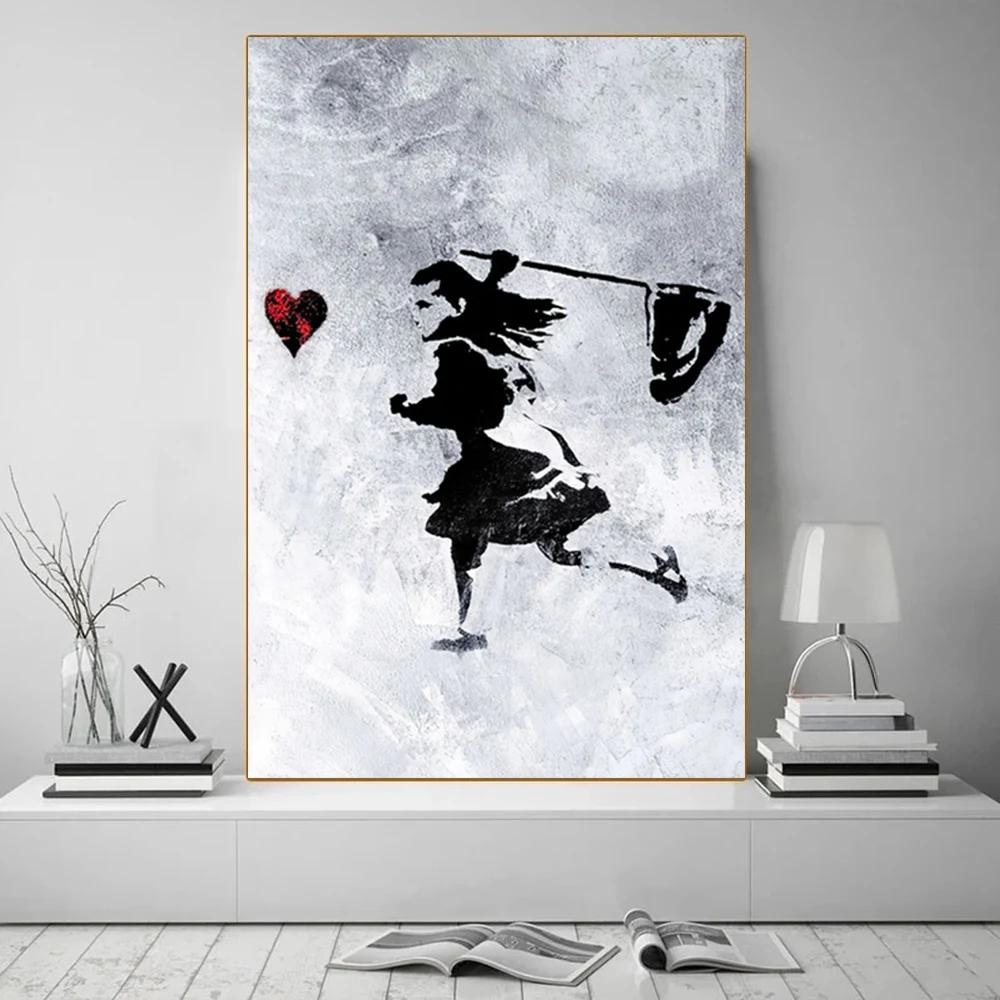 Street Graffiti Abstract Art Wall Posters Girl With Balloon Modern Home Room Decor Canvas Painting Mural Pictures Prints Artwork