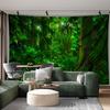 2D Exotic Jungle Tapestry Tropical Forest with Mossy Trees Wall Background Cloth