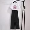 Women's Summer Set - Silk Wide-leg Pants and Short-sleeved Pants - A Stylish Two-piece Set That Reduces Age, Makes You Look Slimmer and Is Elegant.