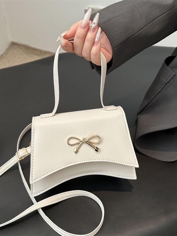 

2025 spring new casual bow fashionable solid color foreign gentle portable shoulder crossbody women s small square bag белый