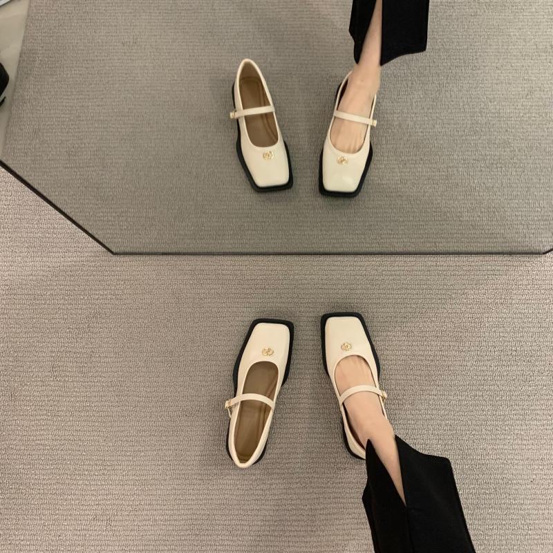 2025 Spring and Summer Versatile Single Shoes Women's Niche French Platform Small Fragrant Square Head Black Mary Jane Small Leather Shoes