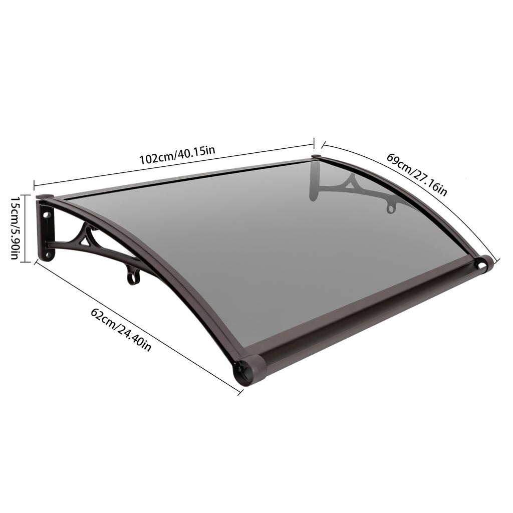 Door Awnings Exterior Door Canopy Back w/Large Sink, Uv Hail Rain Snow Protection Awning Protection Hollow Sheet (Coffee & Tan)