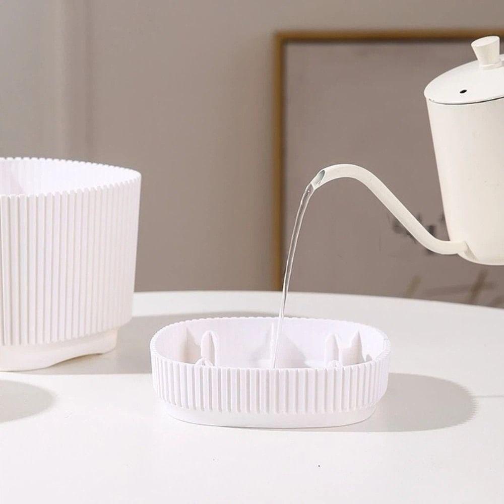 Plastic Self Watering Flower Pot Drainage Hole Desktop Vase Self Watering Planter Indoor Plants