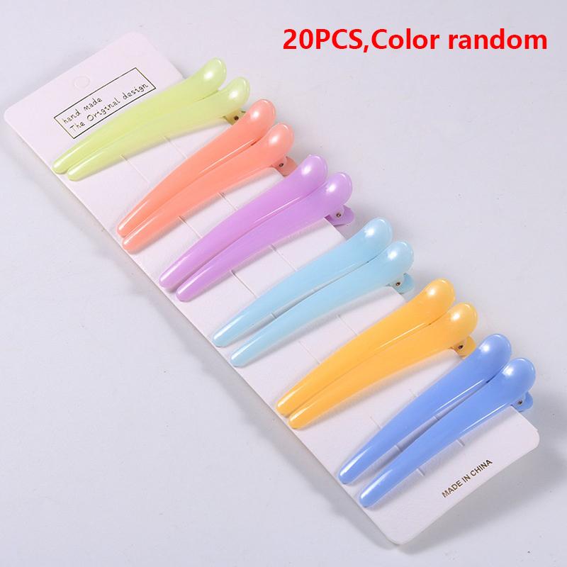 20Pcs Candy Colors Duckbill Clip Professional Hairdressing Salon Hairpins Plastic DIY Hair Care Hair Clamps Styling Tools