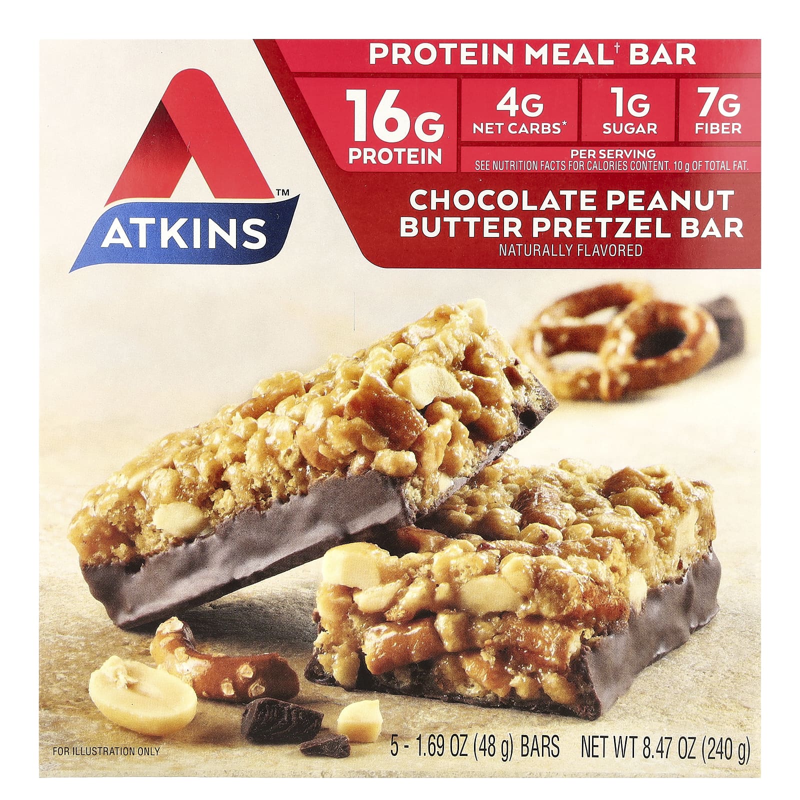

Chocolate Peanut Butter Pretzel Bars, 5 Bars, 1.7 oz (48 g) Each
