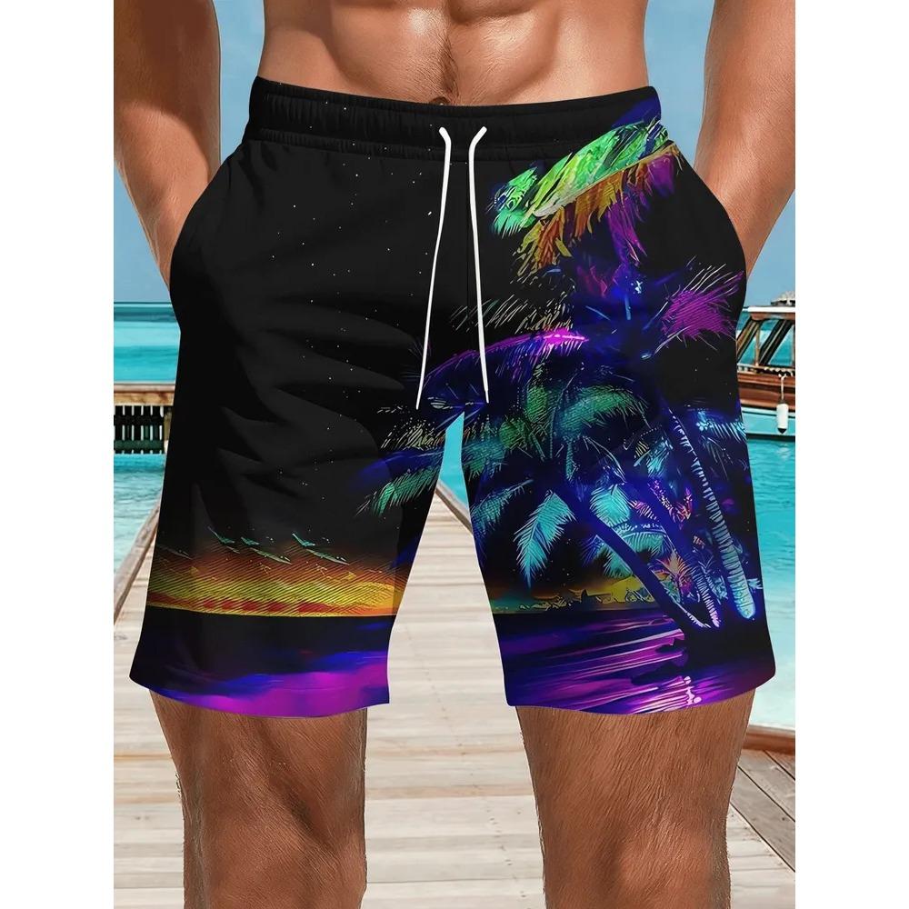 Fashionable Comfortable Plus Size Drawstring Loose Fun 3D Shorts Men Creative Colorful Summer Leisure Holiday Cool Daily Versatile Shorts