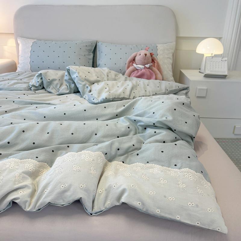 High-End Class A Maternal And Infant Wrinkled Yarn Soft Yarn Four-Piece Set Skin-Friendly Sleeping Naked In Spring And High-End Simple 1.8-Meter