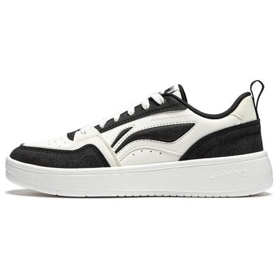 Li Ning Sycee V2 Slip Resistant Cushioning Abrasion Resistant Low Top Skateboard Shoes Women's Black White AGCU248-5