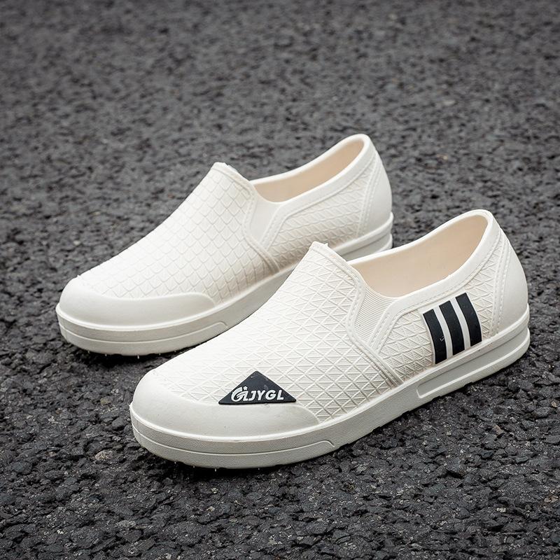 

Модные мужские водонепроницаемые ботинки, нескользящие резиновые сапоги средней высоты, корейская версия, резиновые ботинки, чехол для ног для взрослых, экспорт 44 белый